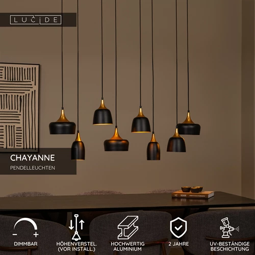Lucide CHAYANNE - Pendelleuchten - 8xE14 - Schwarz - USP